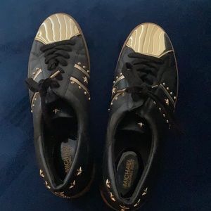 Black Leather & Metallic Gold